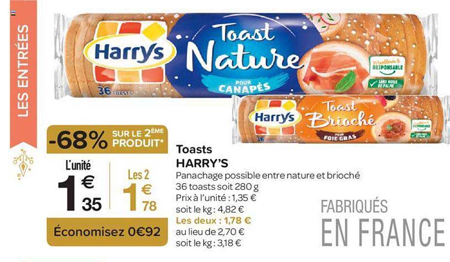 Toasts Harry's -68% Sur Le 2ème Produit
