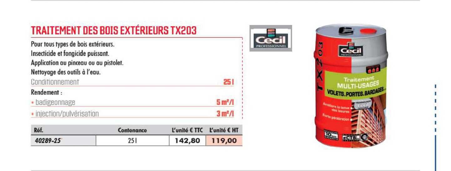 traitement des bois extérieurs tx203