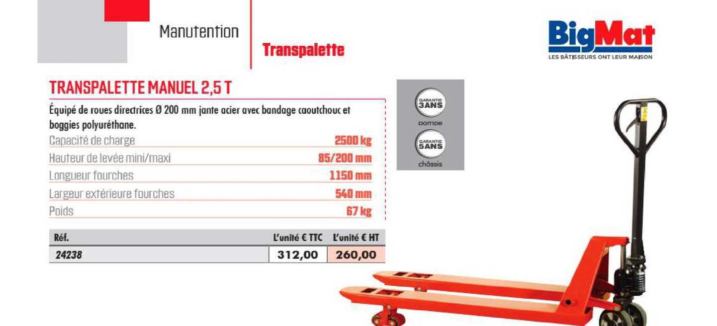 transpalette manuel 2,5 t