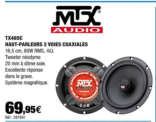 tx465c haut-parleurs 2 voies coaxiales mtx audio