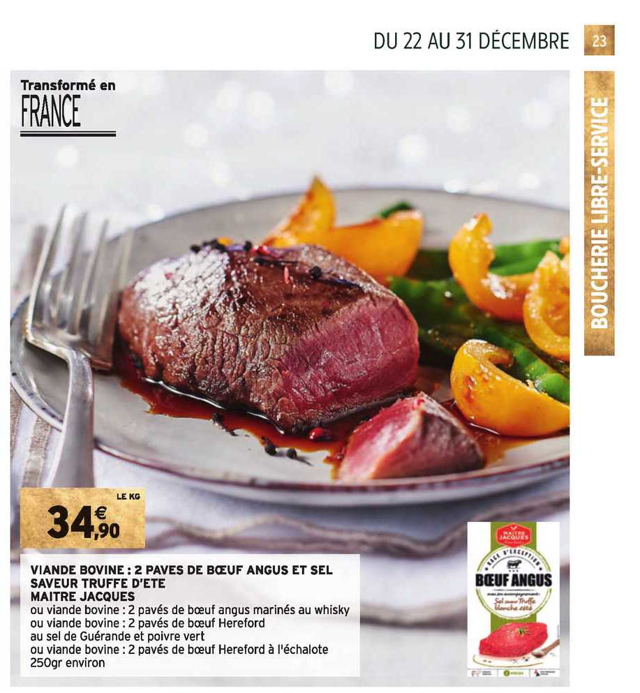 viande bovine : 2 pavés de bœuf angus et sel saveur truffe d'été maître jacques