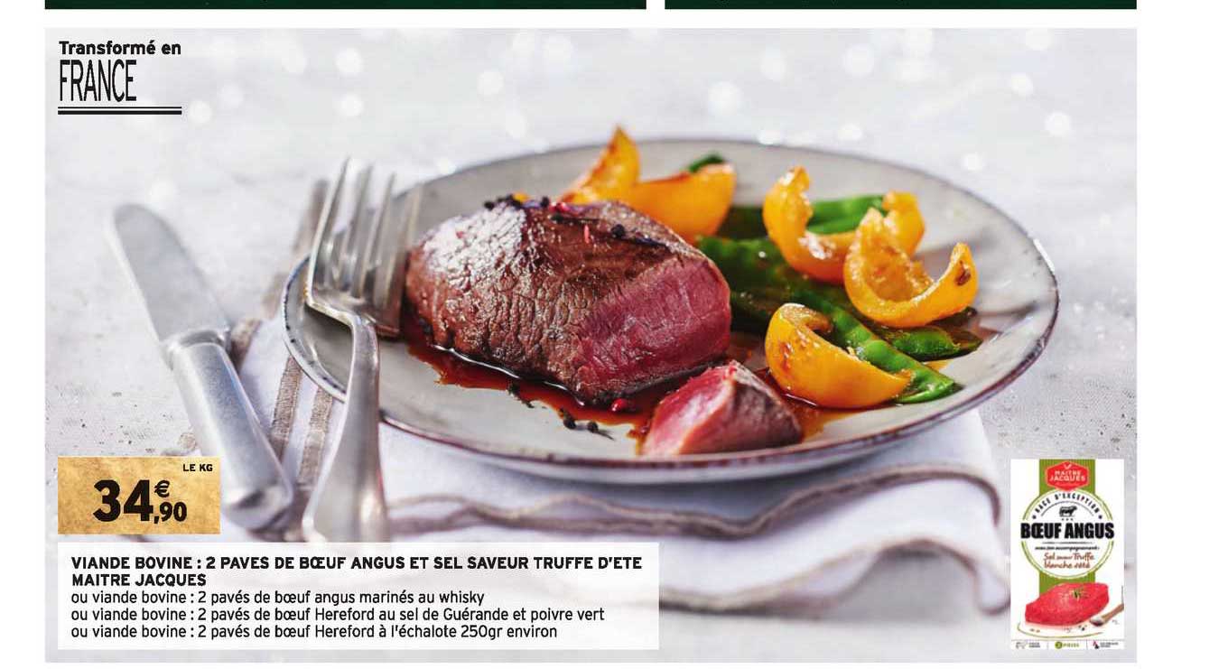 viande bovine : 2 pavés de bœuf angus et sel saveur truffe d'été maître jacques