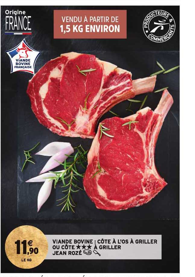viande bovine : côte à l'os à griller jean rozé