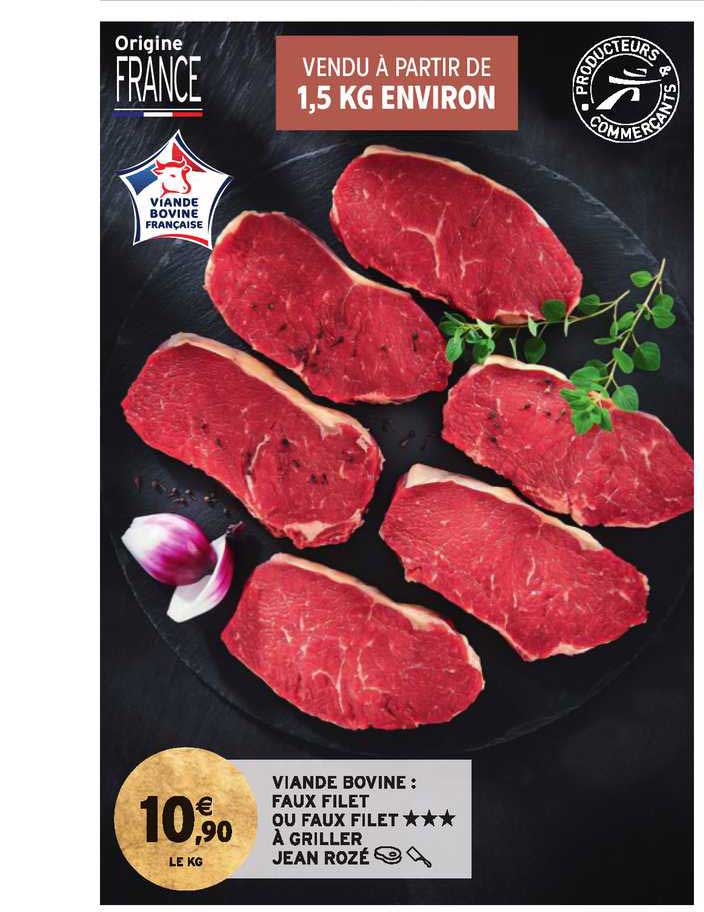 viande bovine : faux filet à griller jean rozé