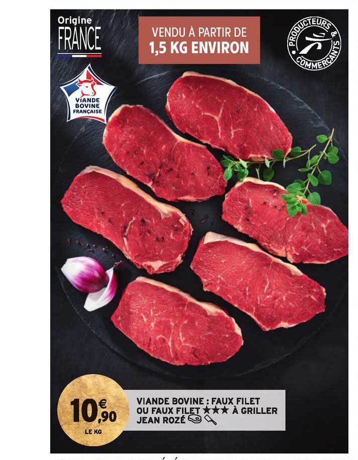 viande bovine : faux filet jean rozé