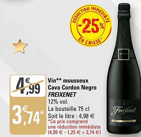 vin mousseux cava cordon negro freixenet