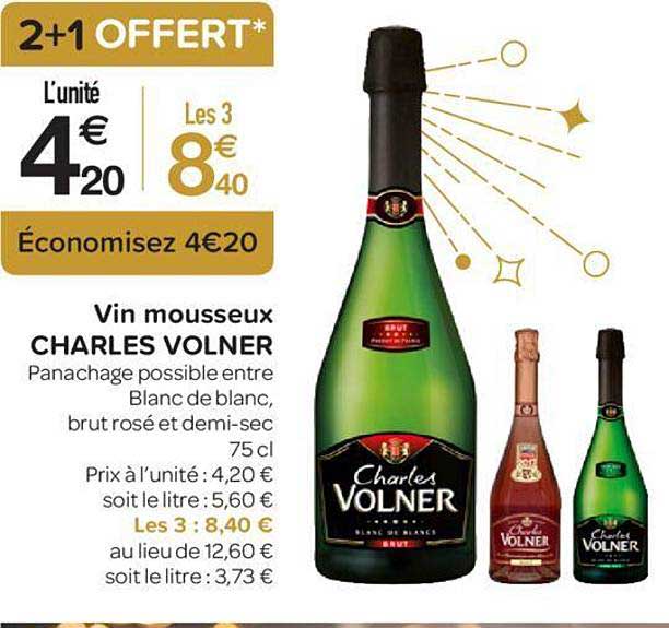vin mousseux charles volner 2+1 offert