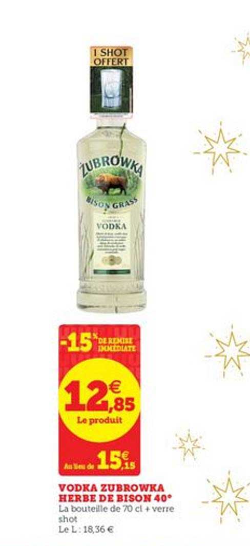 Vodka Zubrowka Herbe De Bison 40° -15% De Remise Immédiate