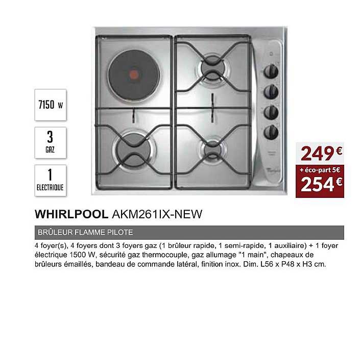 whirlpool akm261ix new brûleur flamme pilote