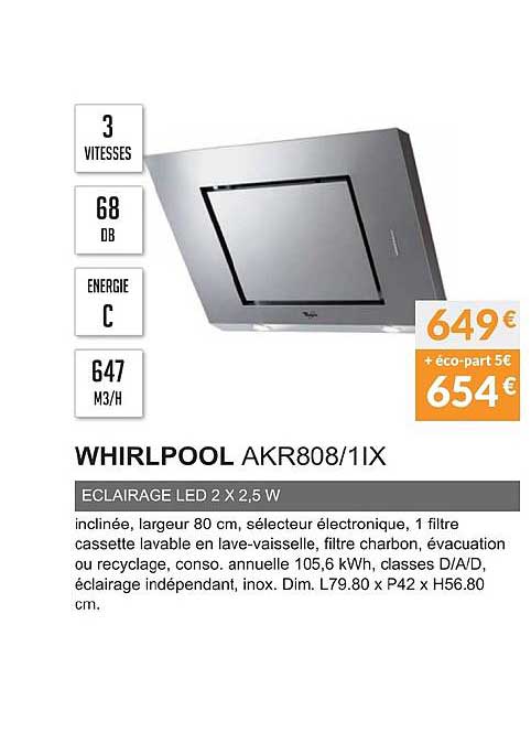 whirlpool akr 808 1ix éclairage led 2 x 2.5 w