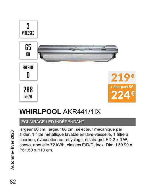 whirlpool akr441 1ix éclairage led indépendant