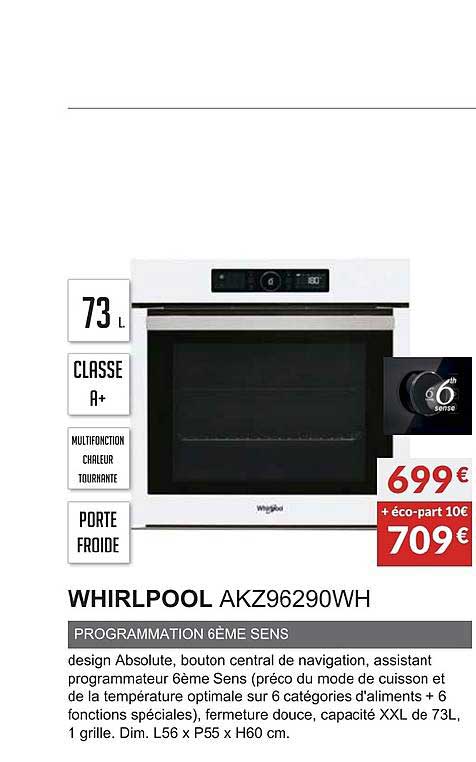 whirlpool akz99290wh programmation 6ème sens