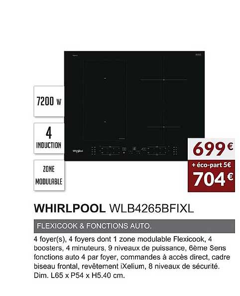 whirlpool wlb4265bfixl flexicook fonctions auto