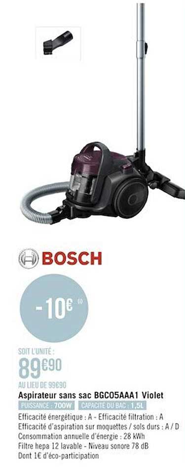 Aspirateur Sans Sac Violet Bosch