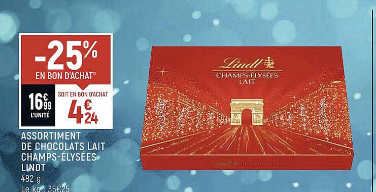 assortiment de chocolats lait champs-élysées lindt