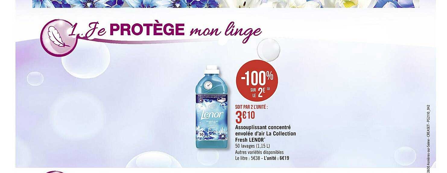 assouplissant concentré envolée d'air la collection fresh lenor