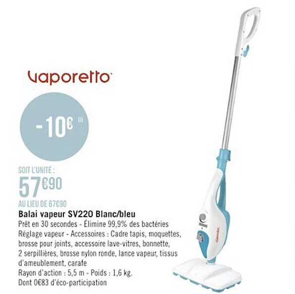 balai vapeur blanc-bleu vaporetto