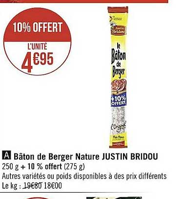 bâton de berger nature justin bridou