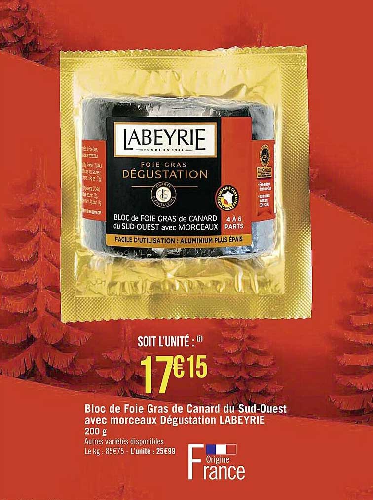 bloc de foie gras de canard du sud-ouest avec morceaux dégustation labeyrie