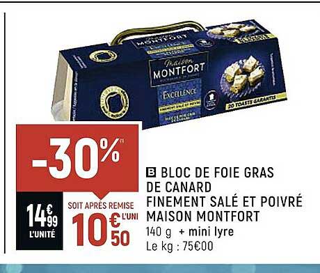 bloc de foie gras de canard finement salé et poivré maison montfort