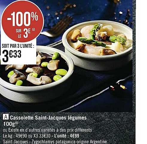 cassolette saint-jacques légumes 100g