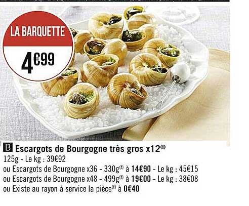 escargots de bourgogne très gros x12