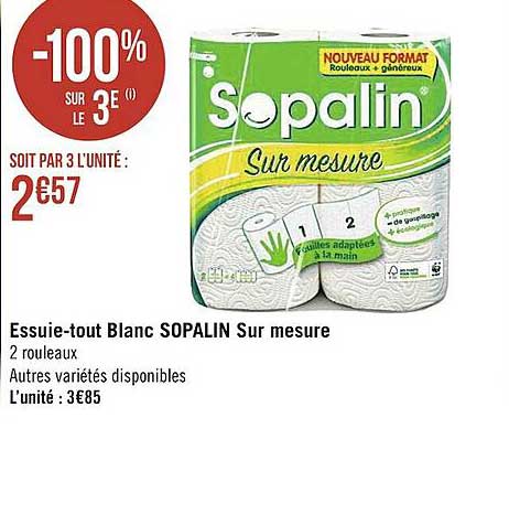 essuie-tout blanc sopalin sur mesure