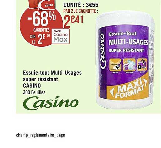 essuie-tout multi-usages super résistant casino