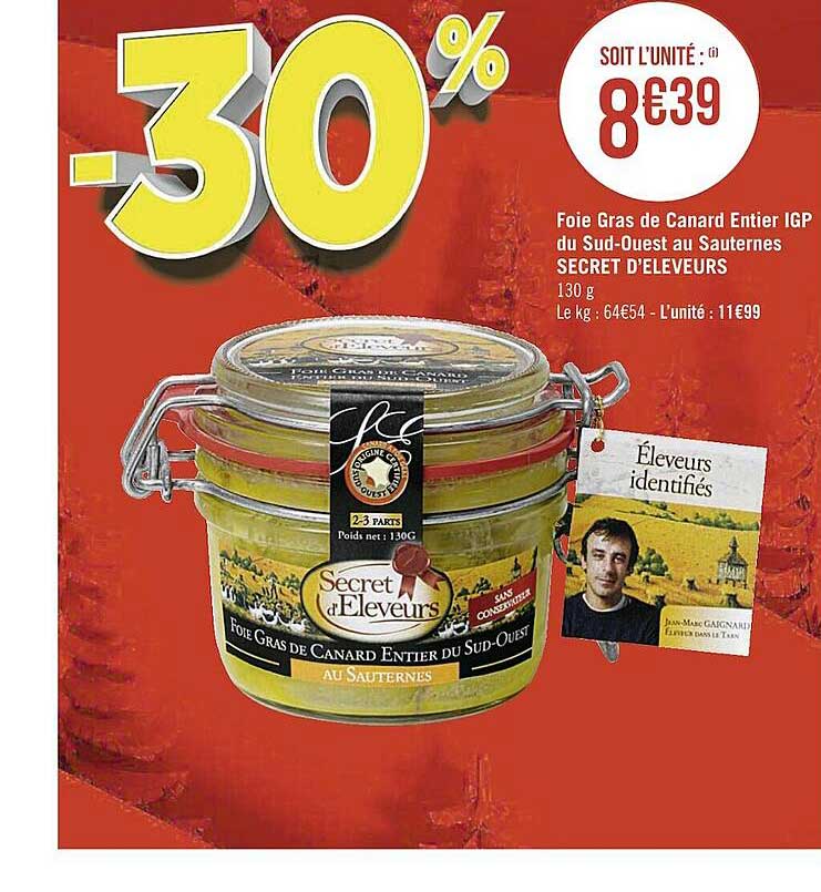 foie gras de canard entier igp du sud-ouest au sauternes secret d'éleveurs