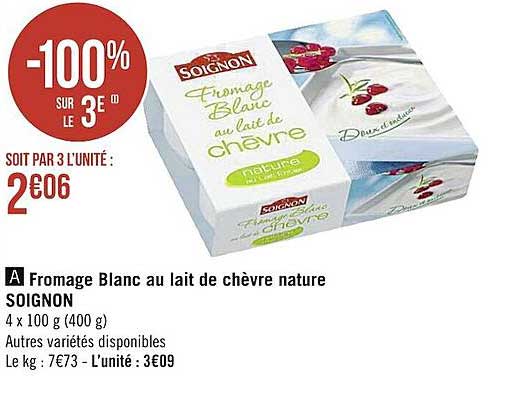 Fromage Blanc Au Lait De Chèvre Nature Soignon