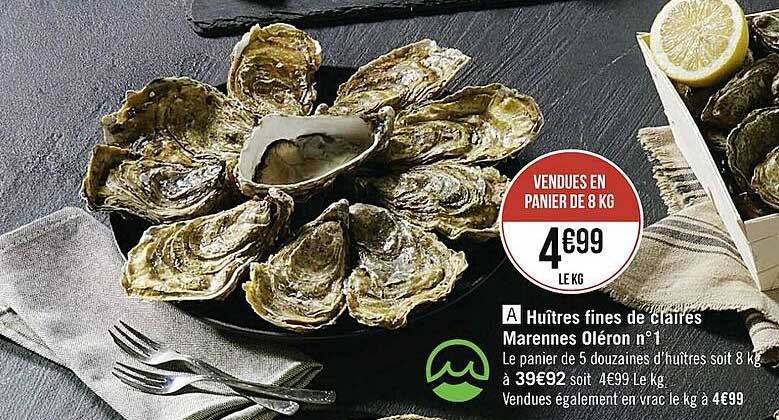 huîtres fines de claires marennes oléron n°1