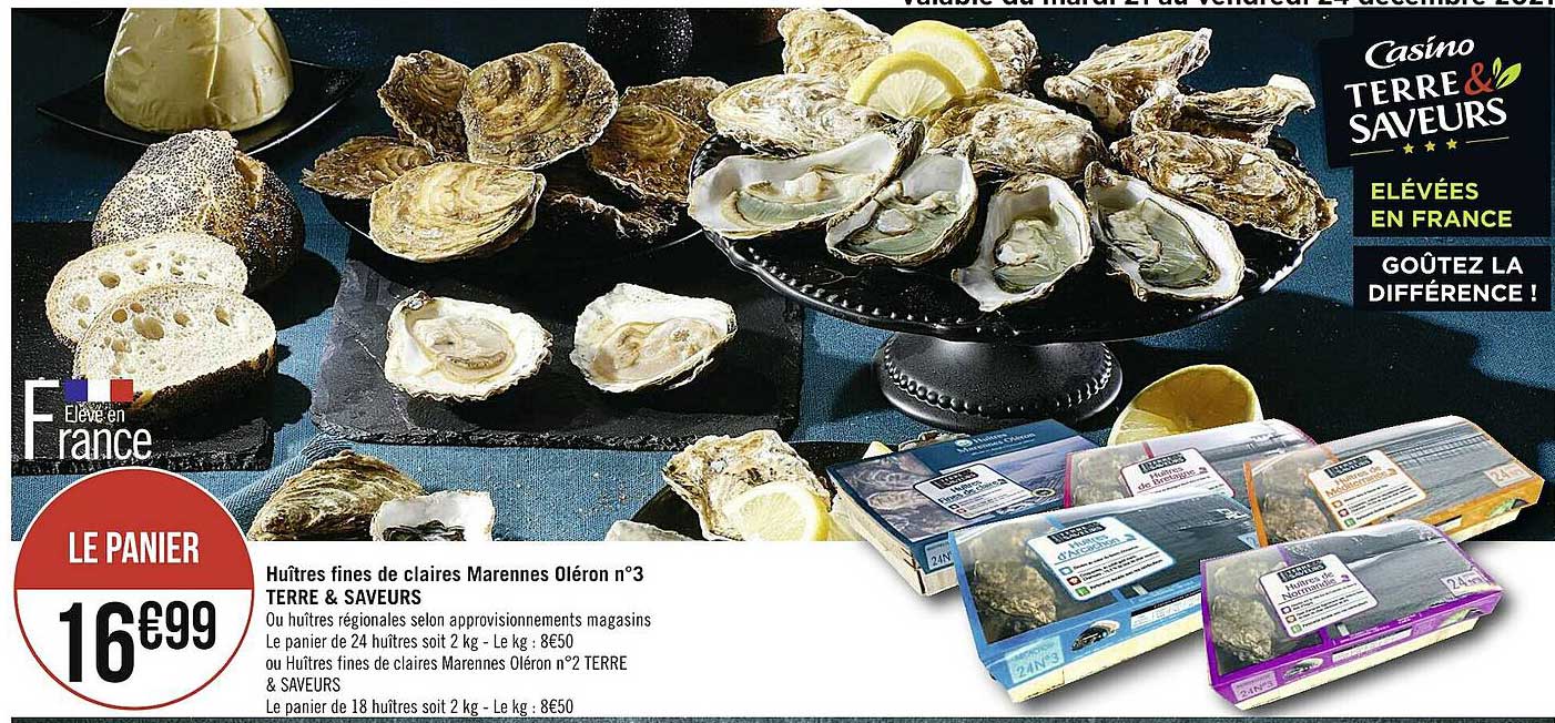 huîtres fines de claires marennes oléron n°3 terre & saveurs