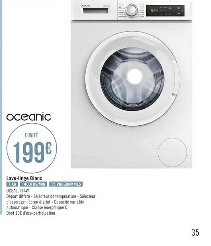 lave-linge blanc oceanic