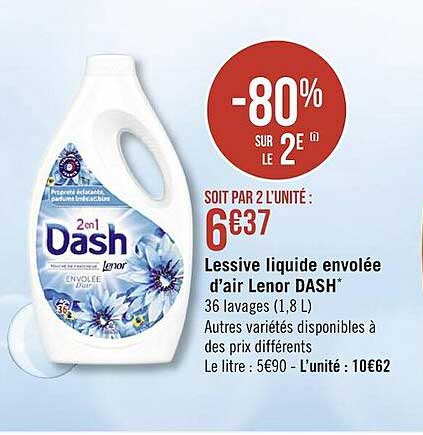 lessive liquide envolée d'air lenor dash