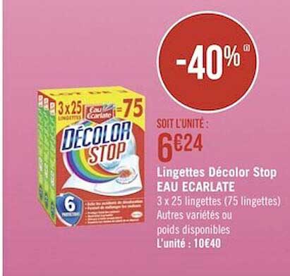 Lingettes Décolor Stop Eua écarlate