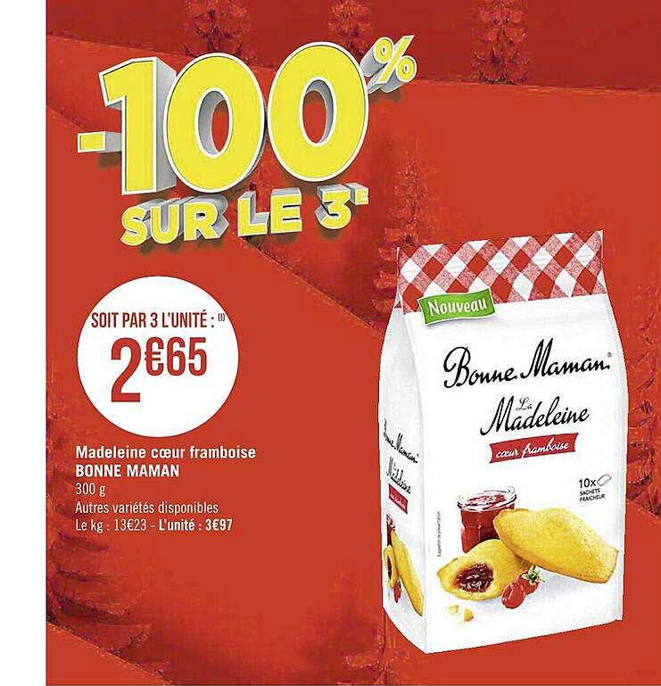 madeleine cœur framboise bonne maman