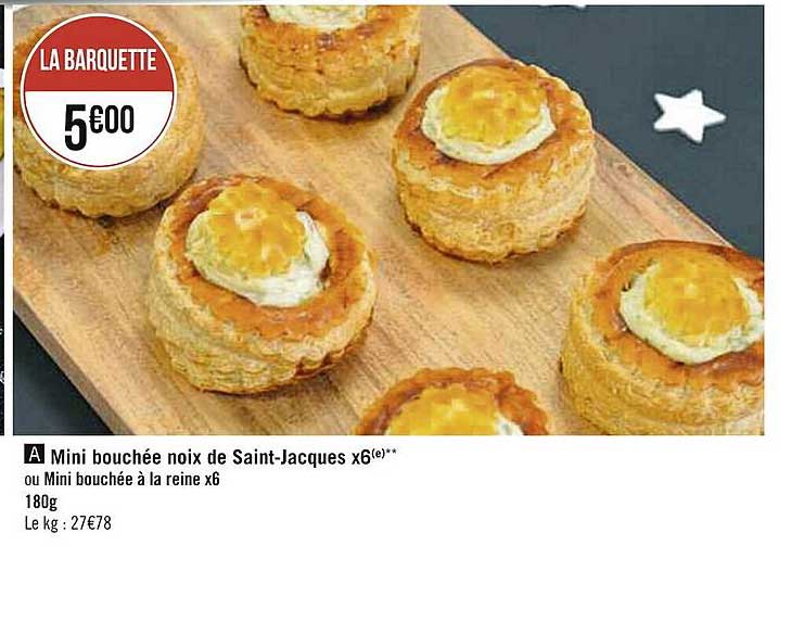 mini bouchée noix de saint-jacques x6 ou mini bouchée à la reine x6