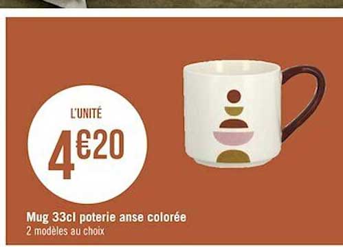 mug 33cl poterie anse colorée