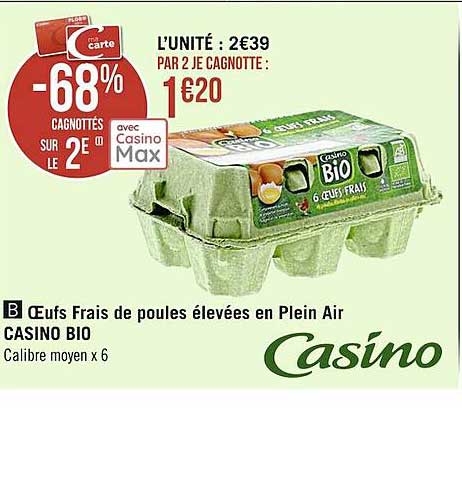 oeufs frais de poules élevées en plein air casino bio