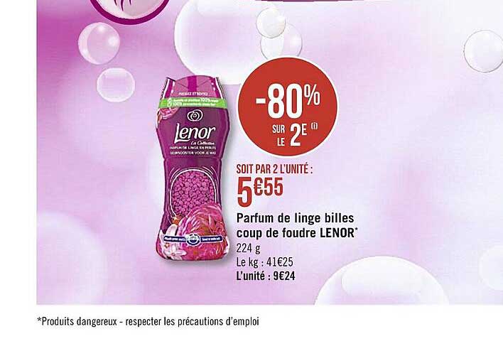 parfum de linge billes coup de foudre lenor