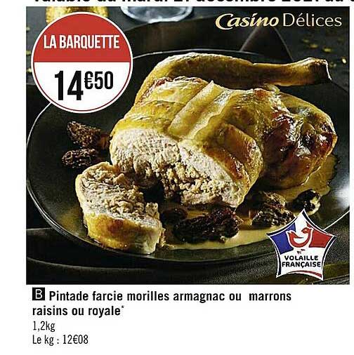 Pintade Farcie Morilles Armagnac Ou Marrons Raisins Ou Royale