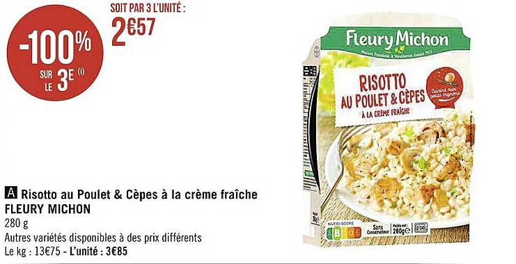 risotto au poulet & cèpes à la crème fraîche fleury michon
