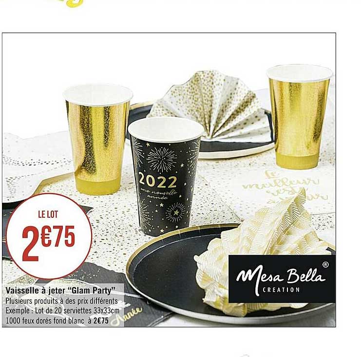 vaisselle à jeter "glam party"