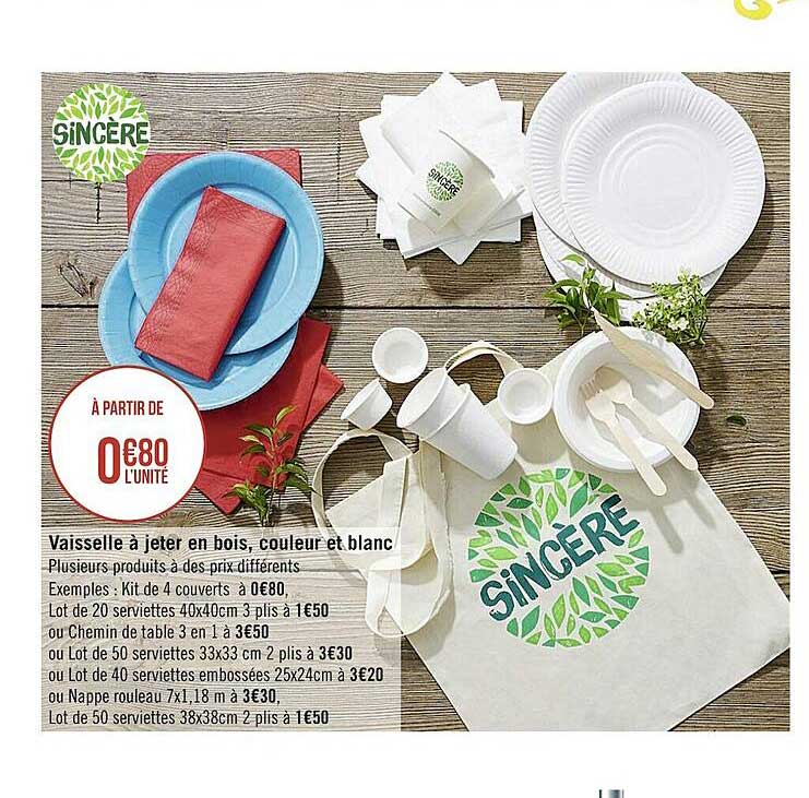 vaisselle à jeter en bois, couleur et blanc sincère