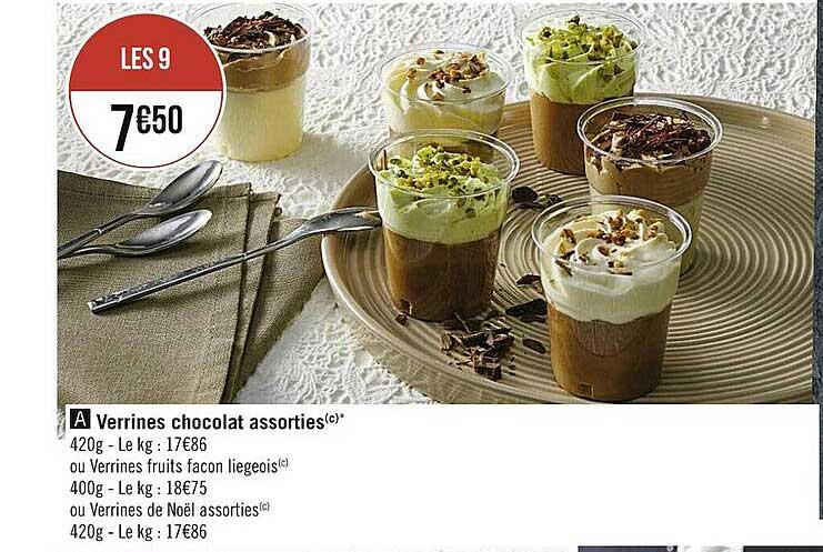 verrines chocolat ou verrines fruits façon liegeois, verrine de noël