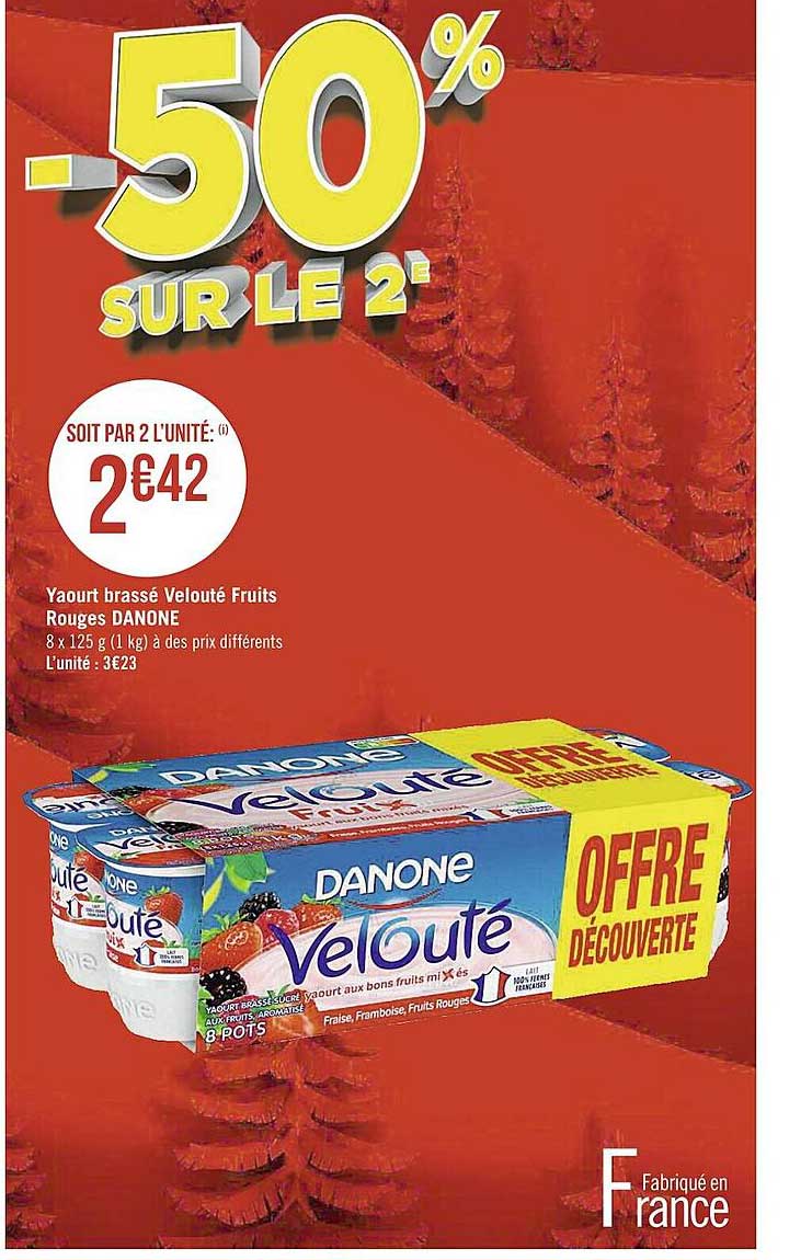 Yaourt Brassé Velouté Fruits Rouges Danone