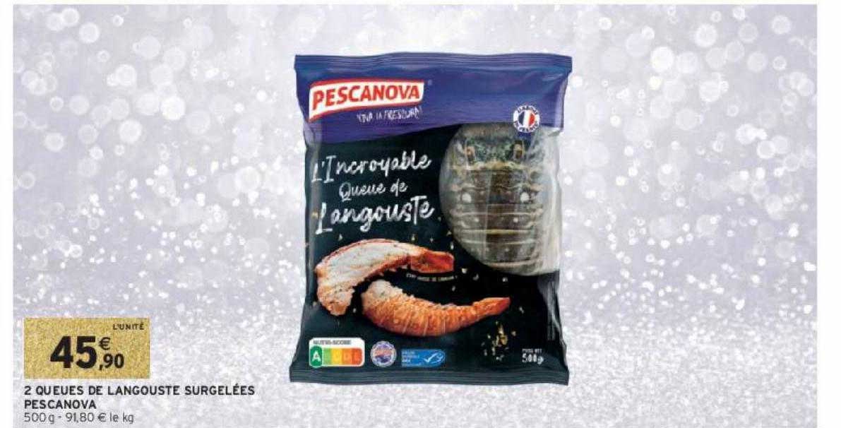 2 queues de langouste surgelées pescanova