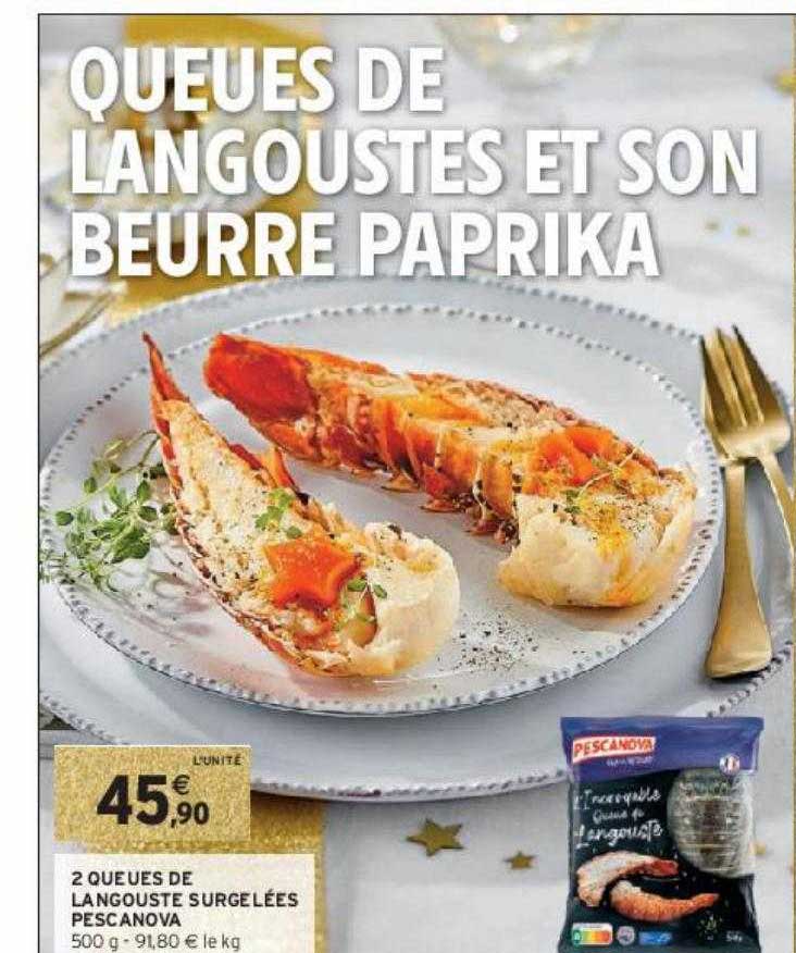 2 queues de langouste surgelées pescanova