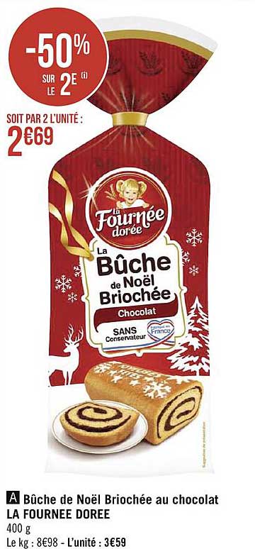 bûche de noël briochée au chocolat la fournée dorée