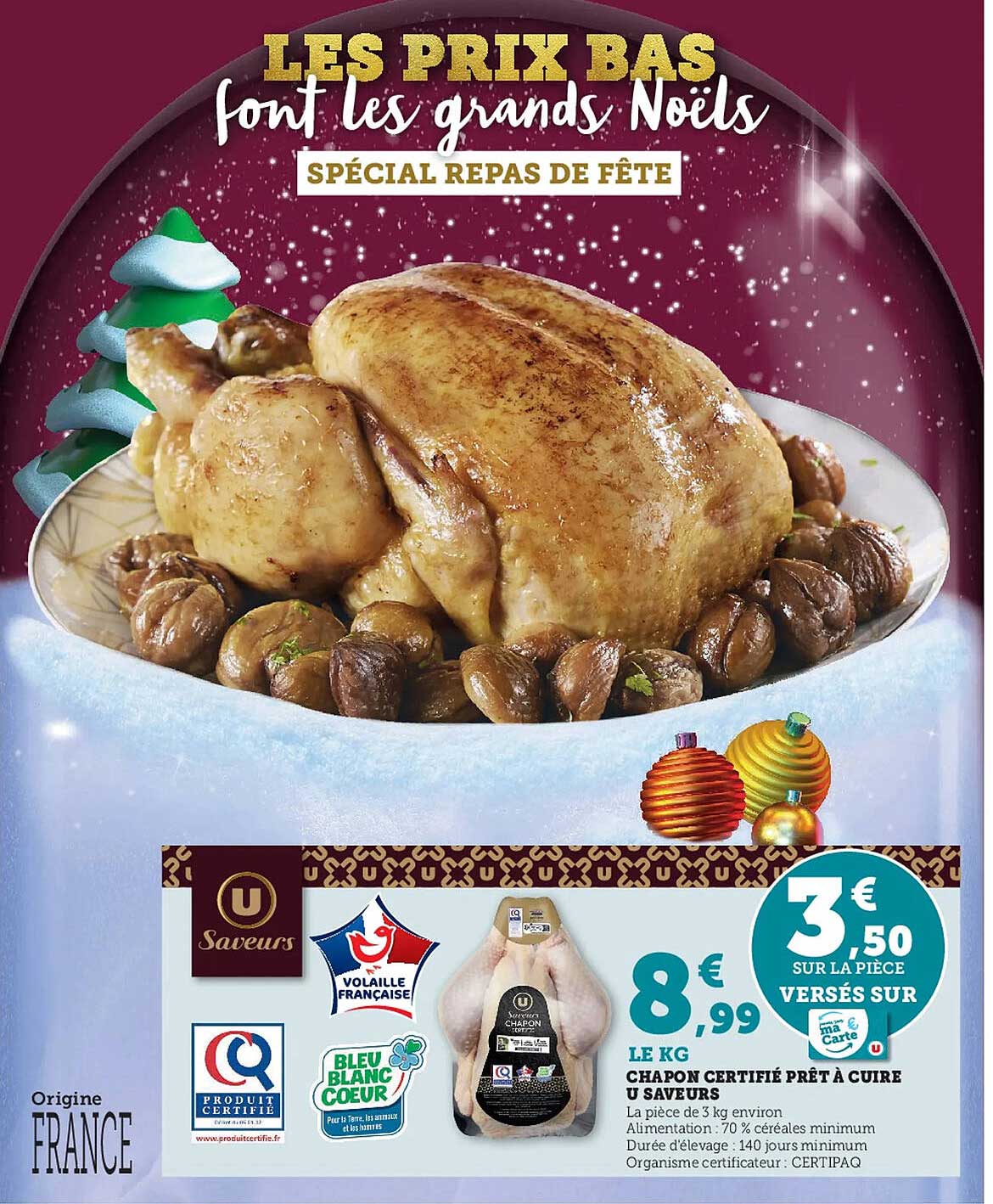 chapon certifié prêt à cuire u saveurs